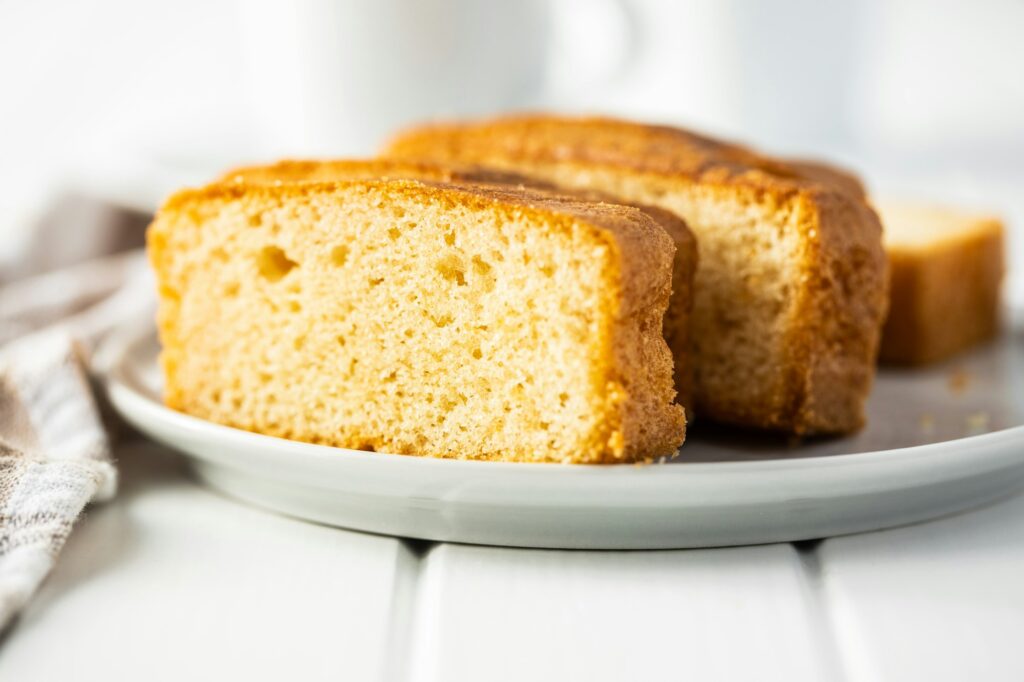 Sliced sponge dessert. Sweet sponge cake.