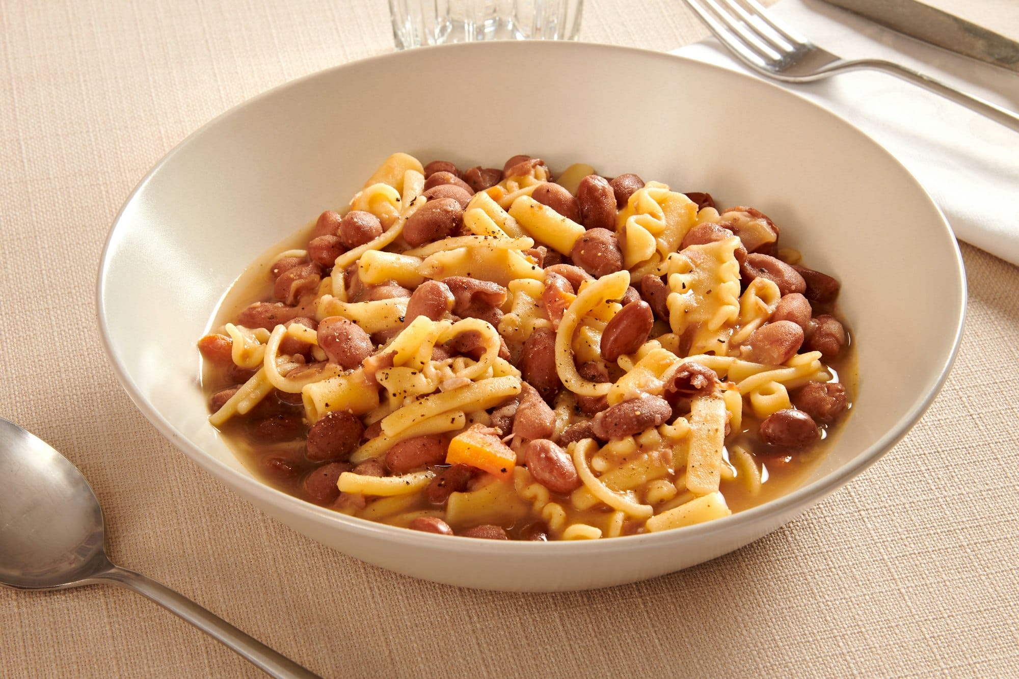 Dish of traditional Italian pasta and beans