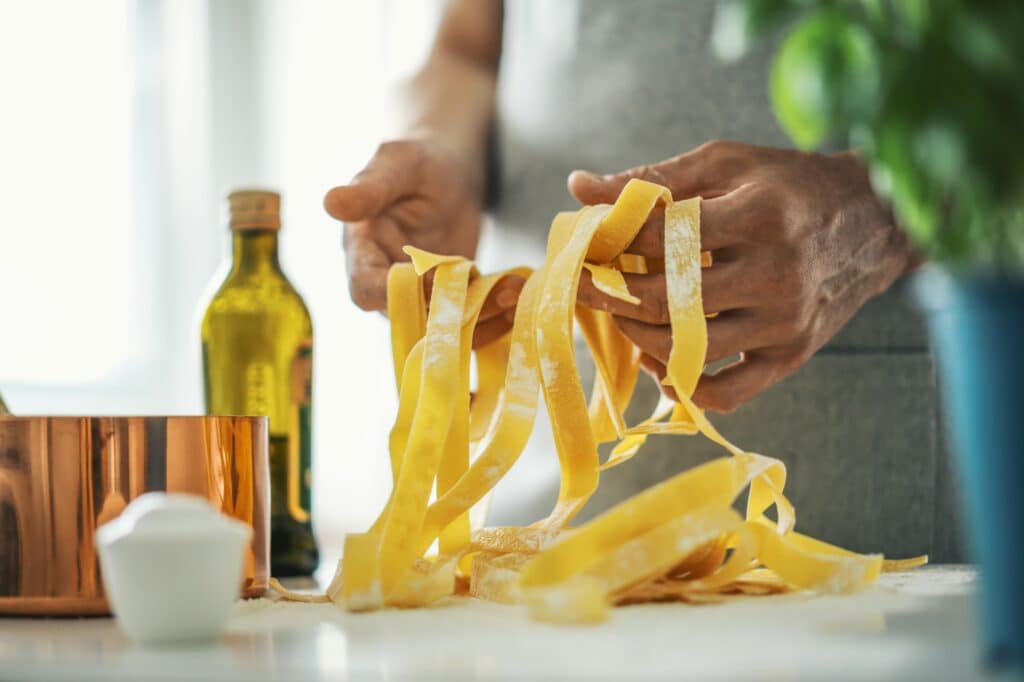 Pasta chef makes fresh italian pasta